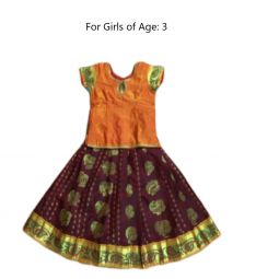 South Indian Lehenga Girls skirt RED MAROON - 18"